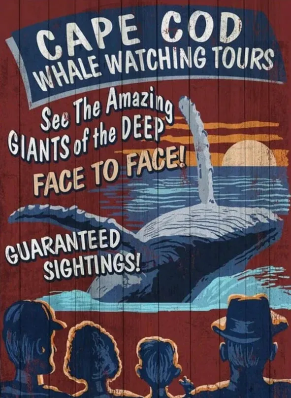 1000 Piece Puzzle Blue Whale Watching Vintage Sign