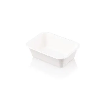 350ml Biodegradable Sugar Cane Meal Snack Lunch Box Rectangular White 10pack