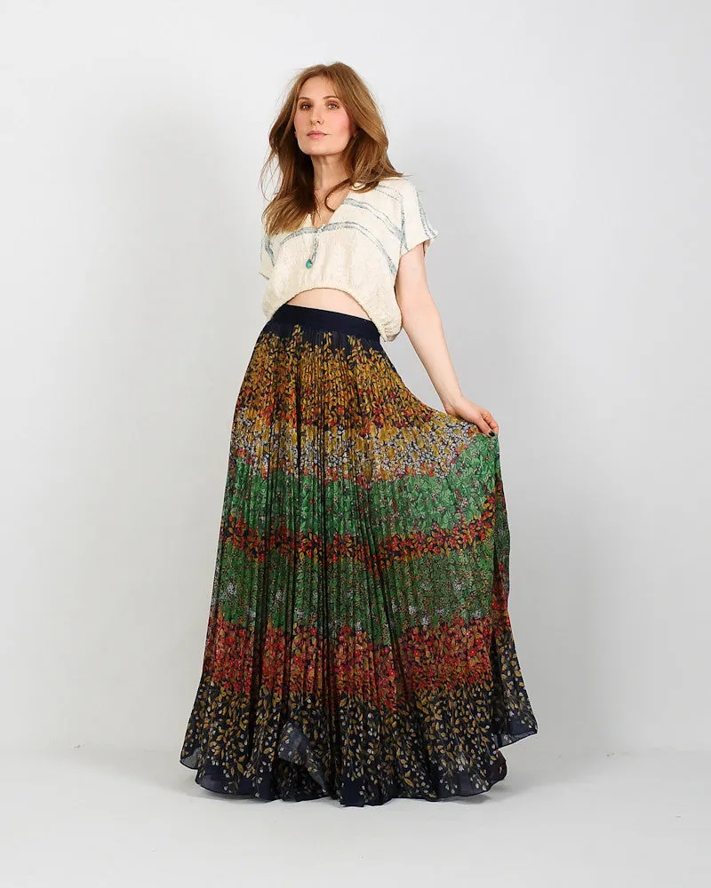 70s Bohemian Gauze Maxi Skirt