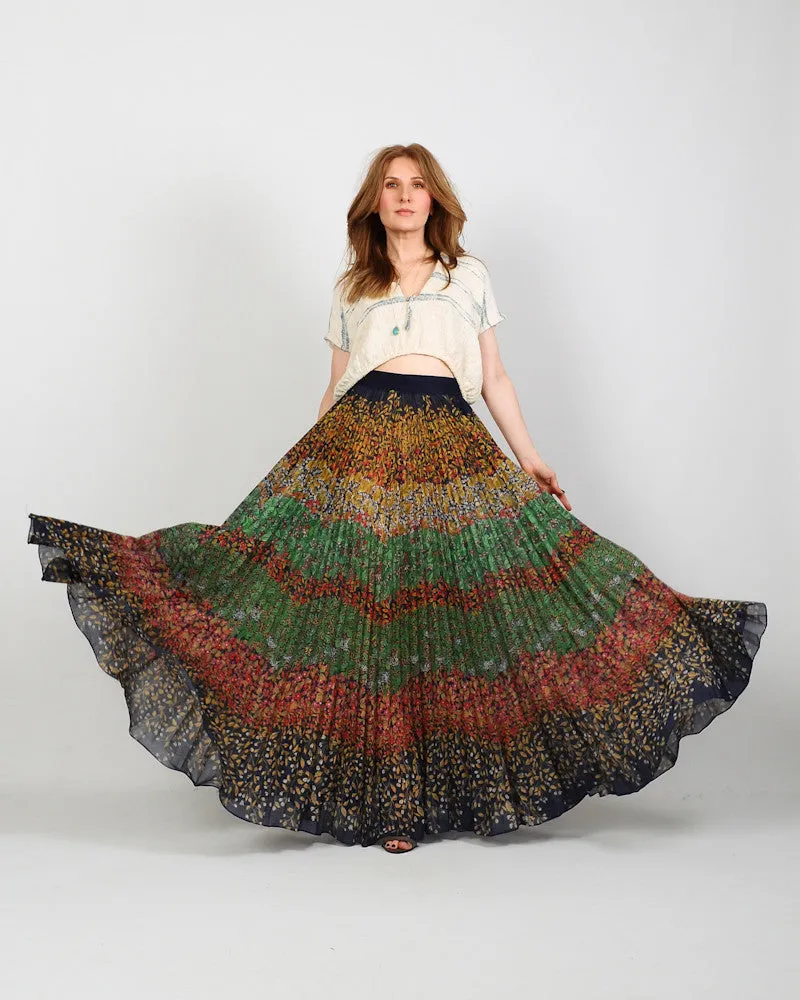 70s Bohemian Gauze Maxi Skirt