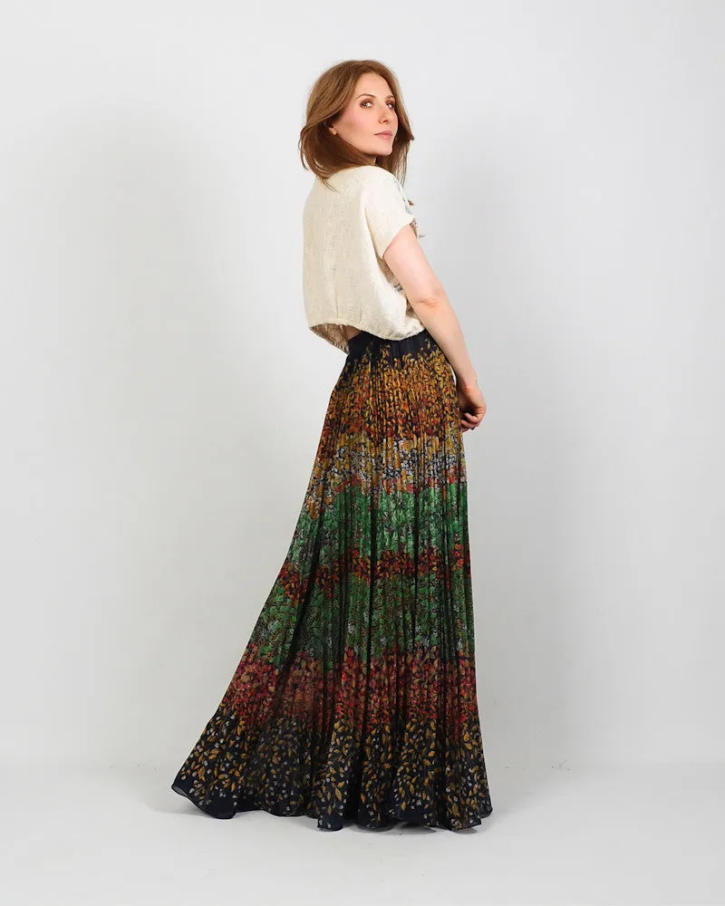 70s Bohemian Gauze Maxi Skirt