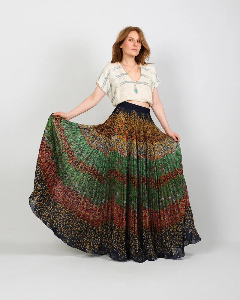 70s Bohemian Gauze Maxi Skirt