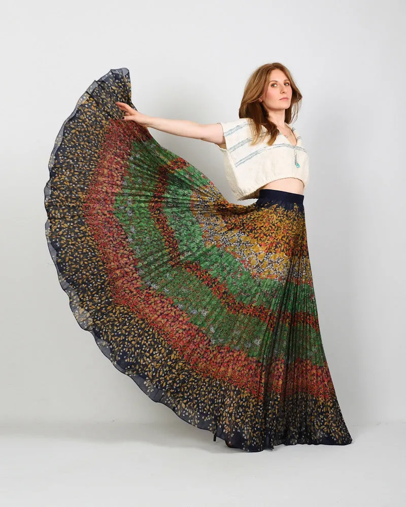 70s Bohemian Gauze Maxi Skirt