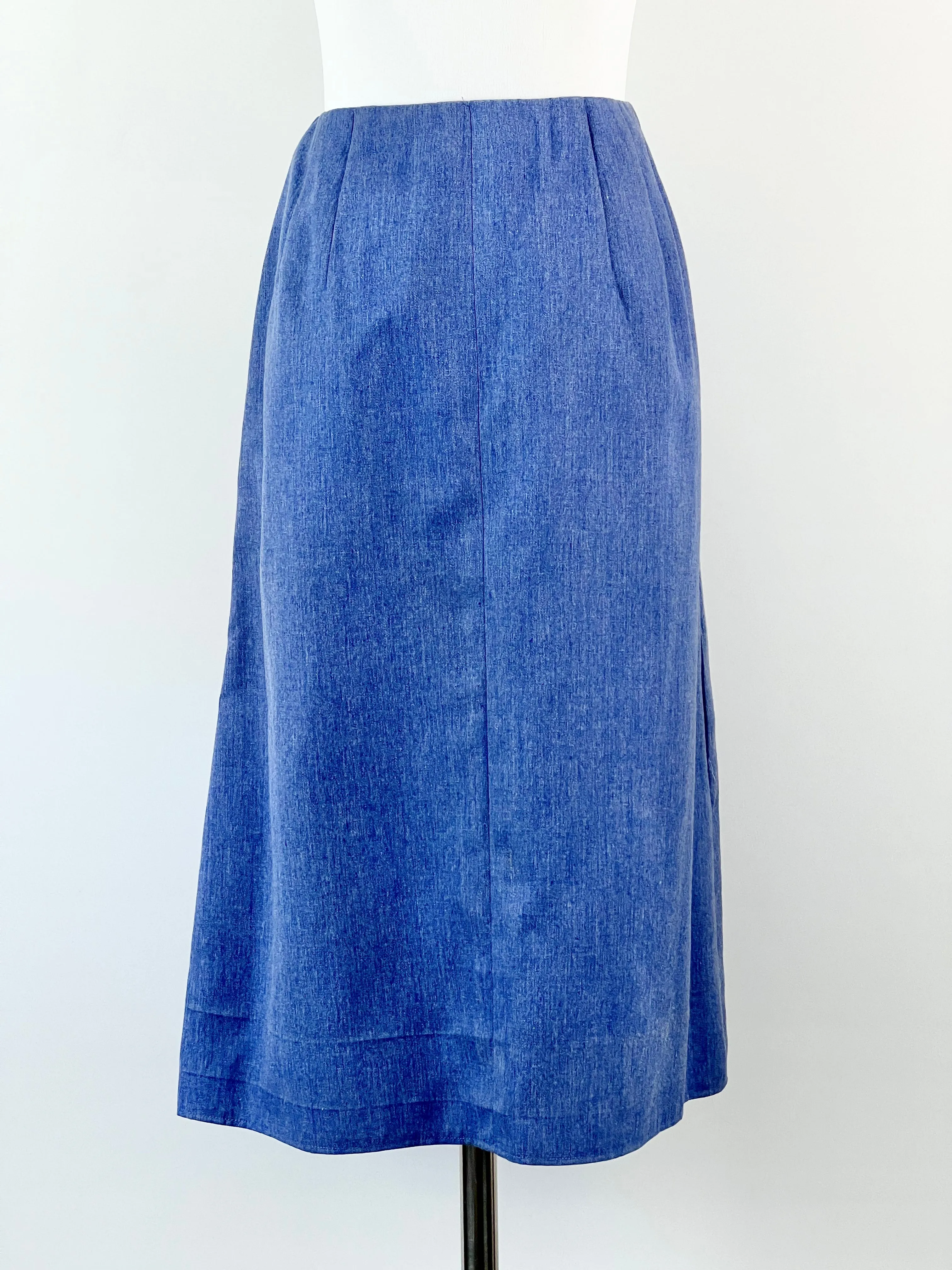 70s Chambray Button Detail Skirt - AU10