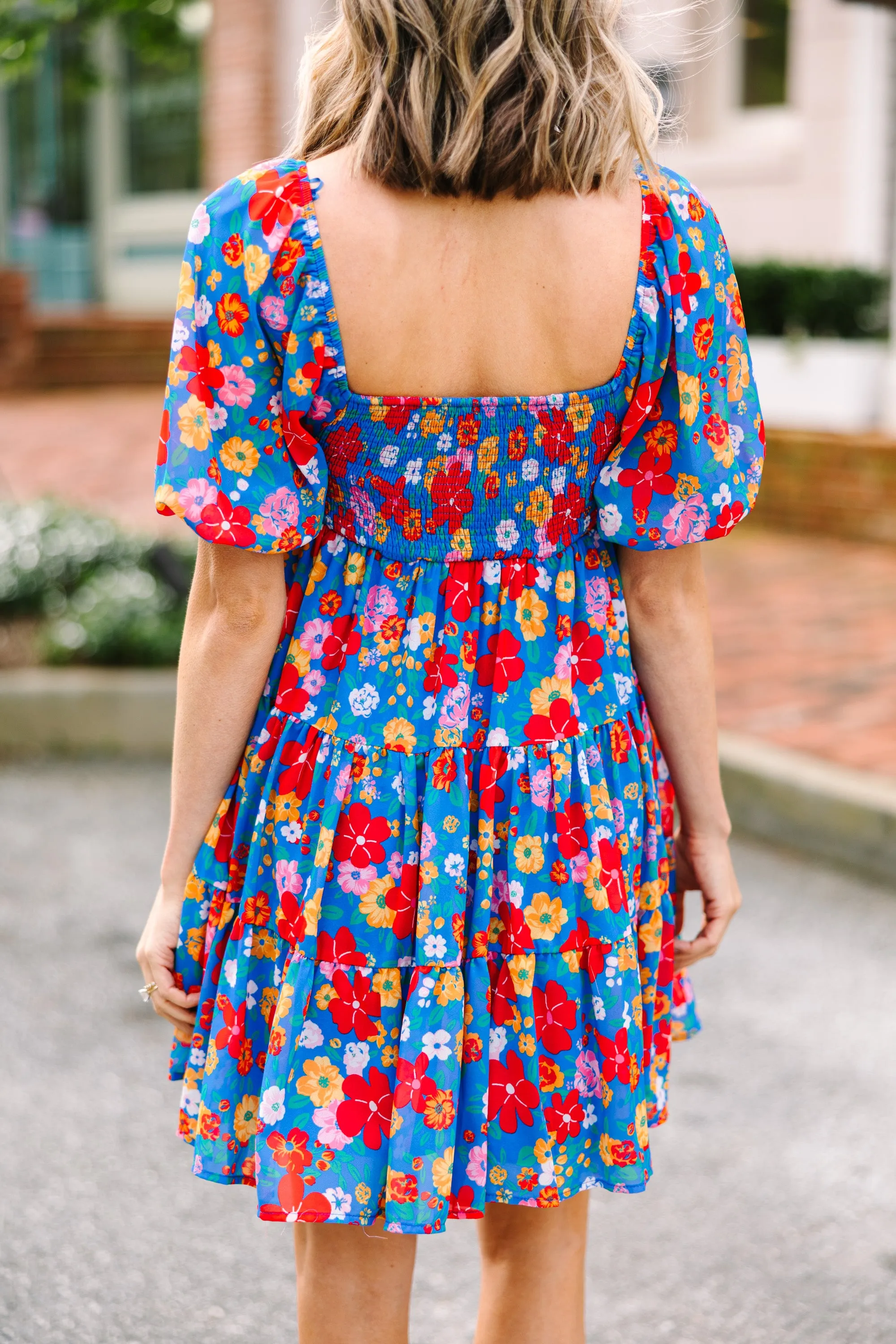 All In A Dream Blue Floral Babydoll Dress