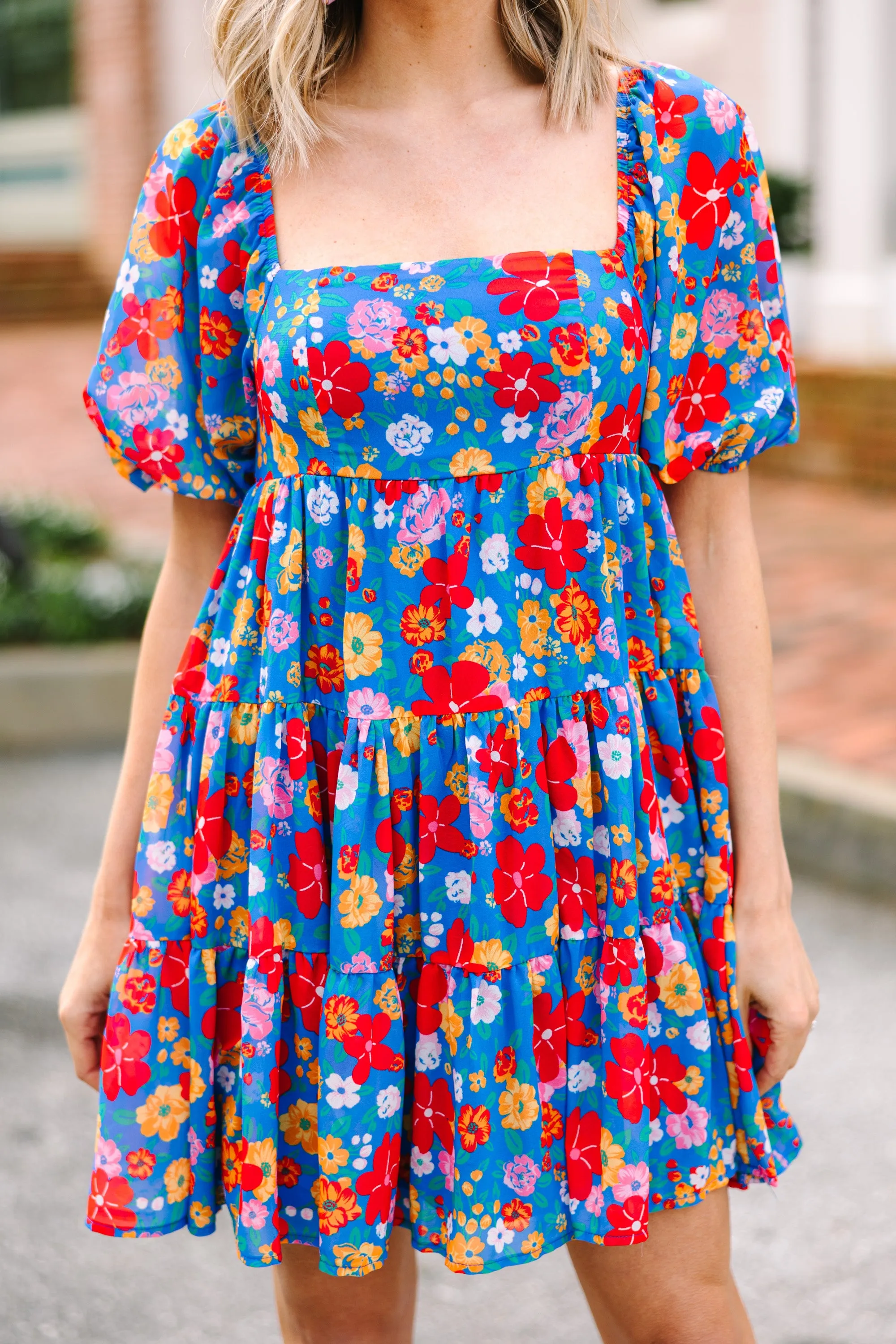 All In A Dream Blue Floral Babydoll Dress