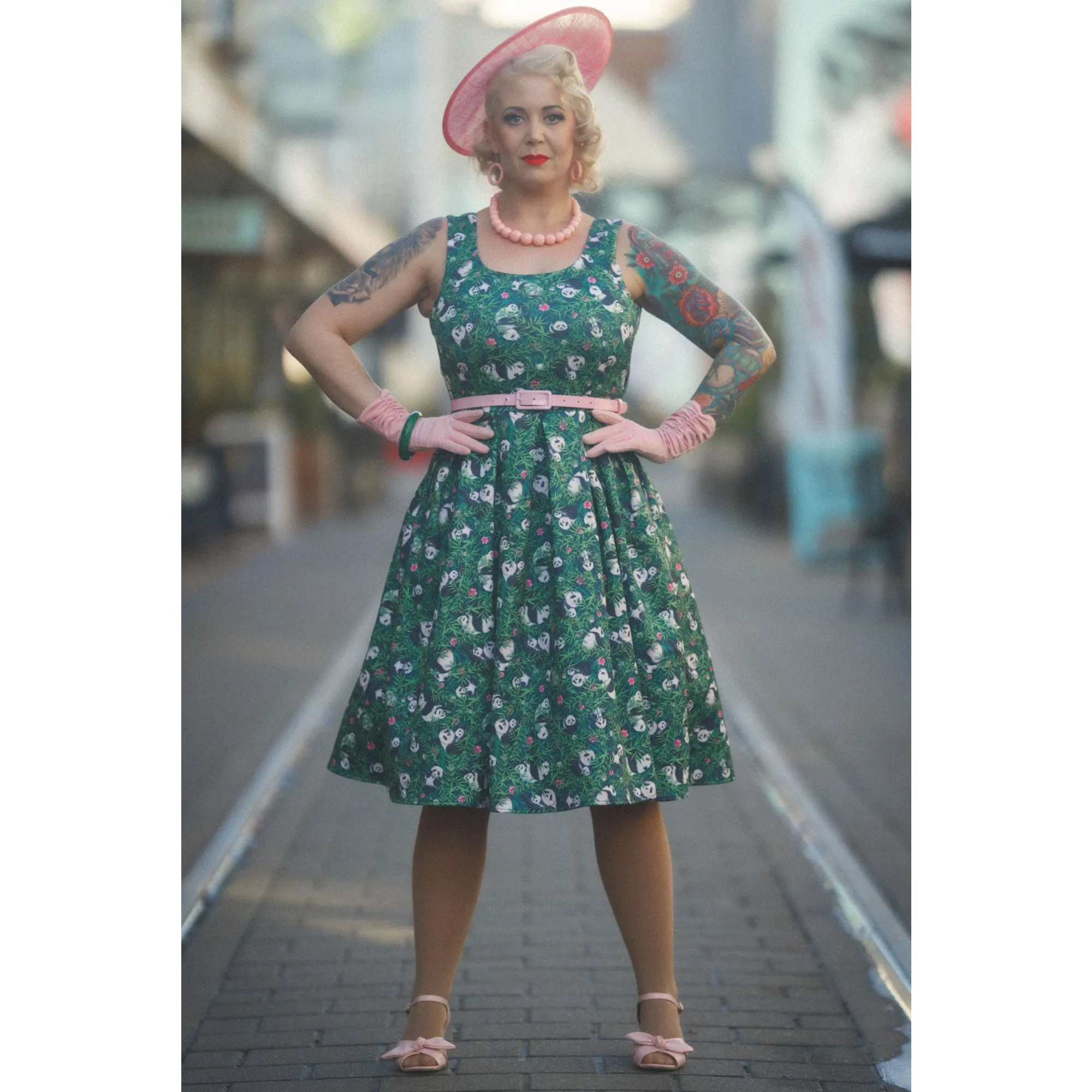 Amanda Panda & Bamboo Forest Print Swing Dress