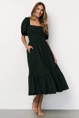 Andrea Pleated Midi Dress | Forest Green