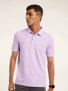 Anti Stain & Anti Odor Cotton Polo with No - Curl Collar - Lavender