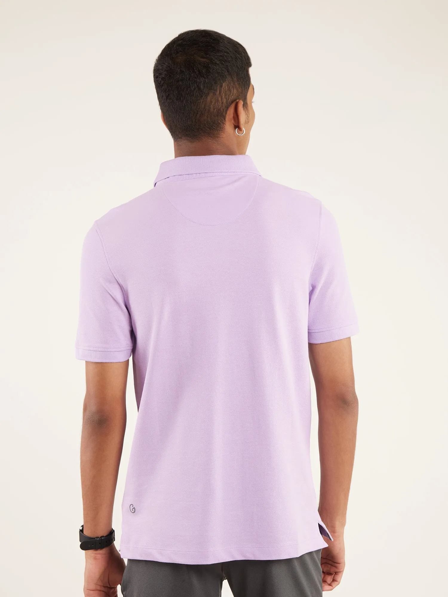 Anti Stain & Anti Odor Cotton Polo with No - Curl Collar - Lavender