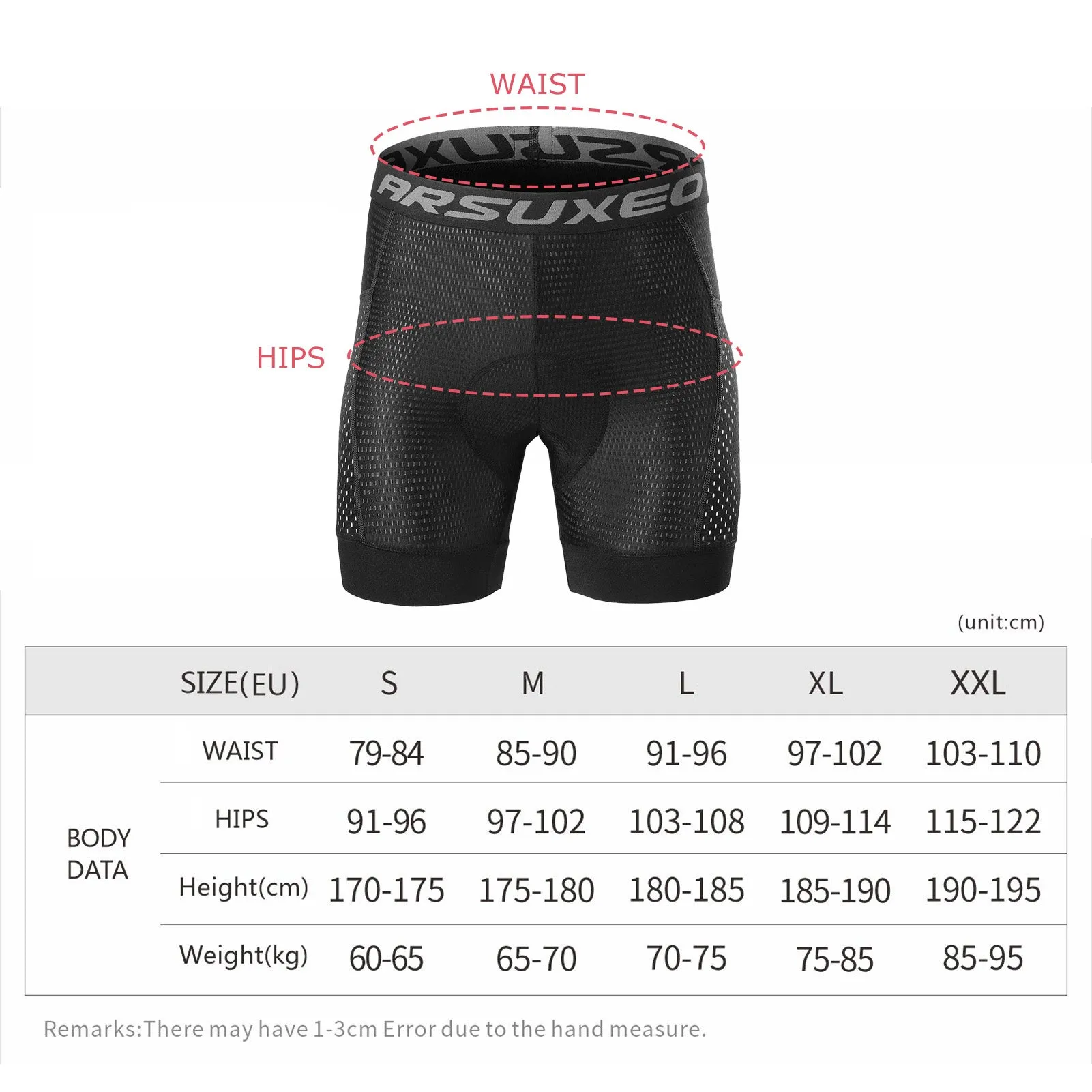 Arsuxeo Men Cycling Underwear Shorts