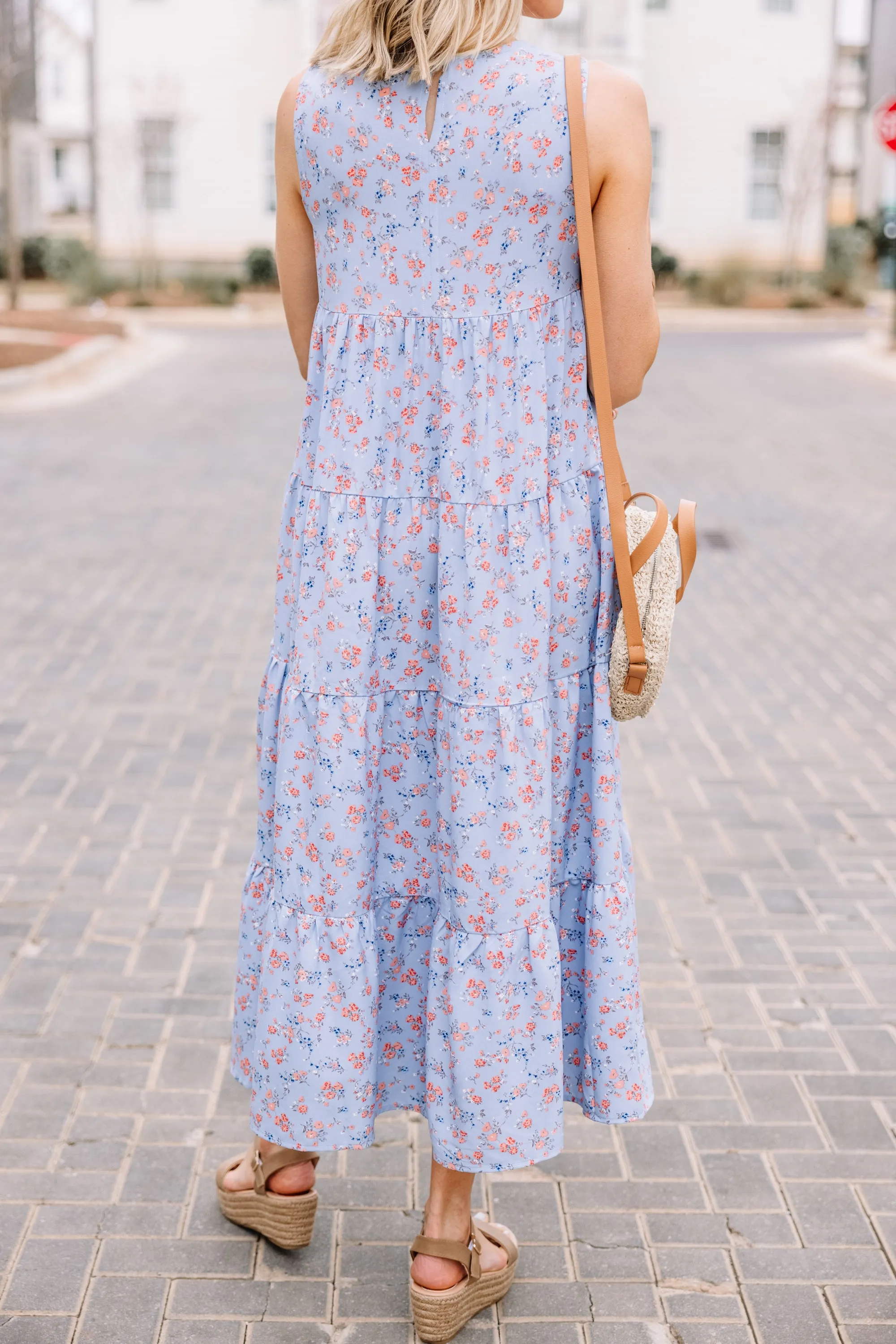 As A Matter Of Fact Blue Ditsy Floral Midi Dress