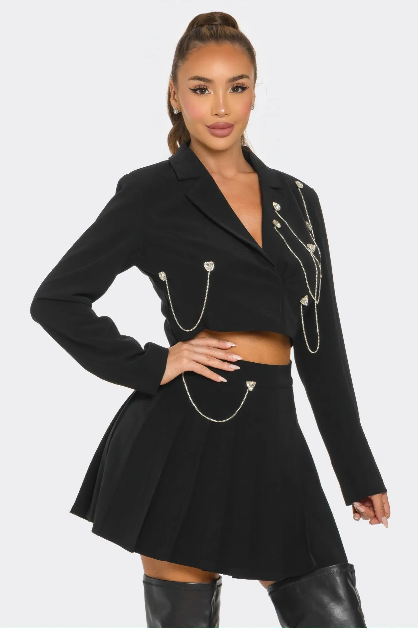 Baddie Pleated Skirt Set