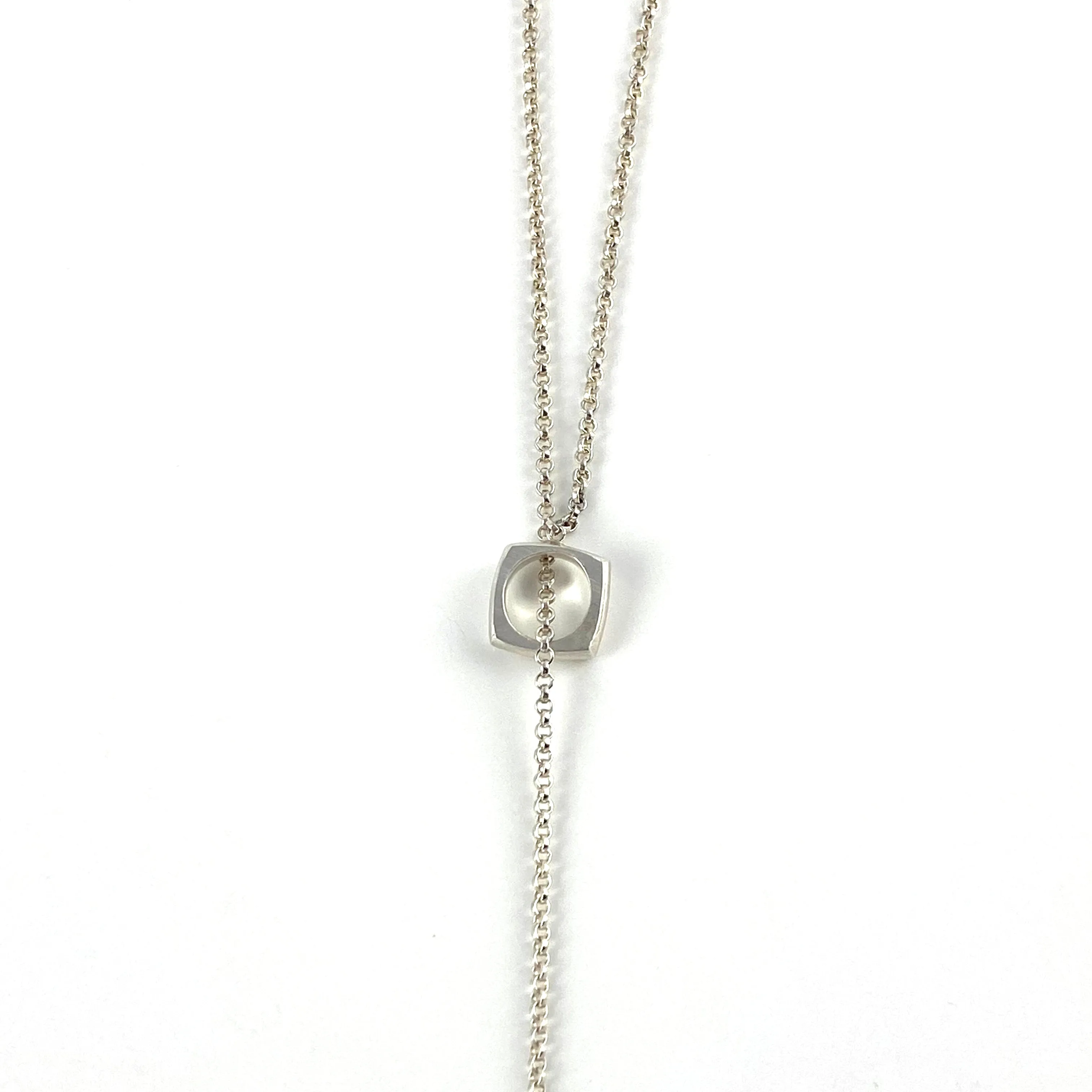 Ball & Chain Lariat Necklace - Sterling Silver