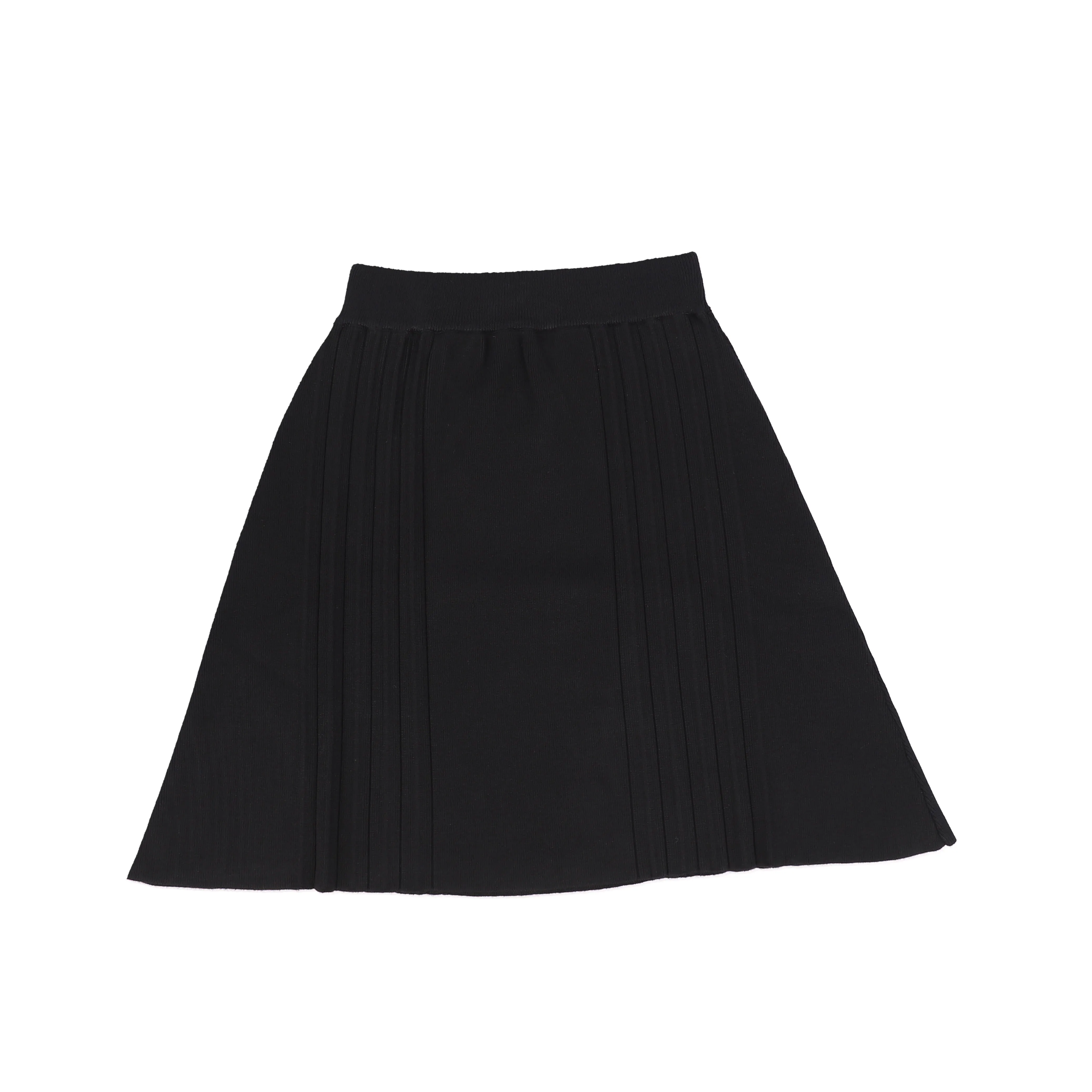 Bamboo Black Knit Pleated Detail Skirt [FINAL SALE]