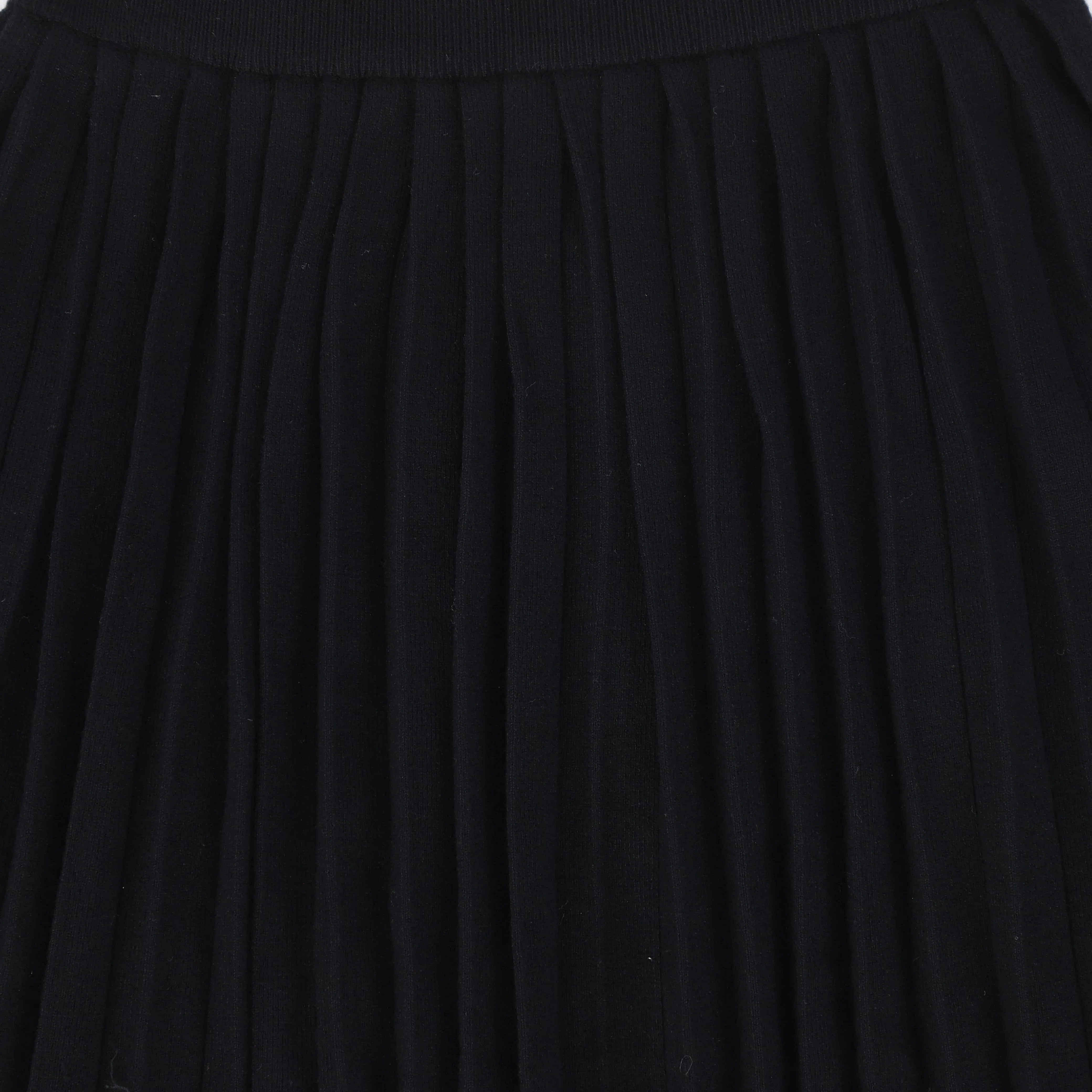 Bamboo Black Knit Trim Sweater and Pleated Skirt Set [FINAL SALE]