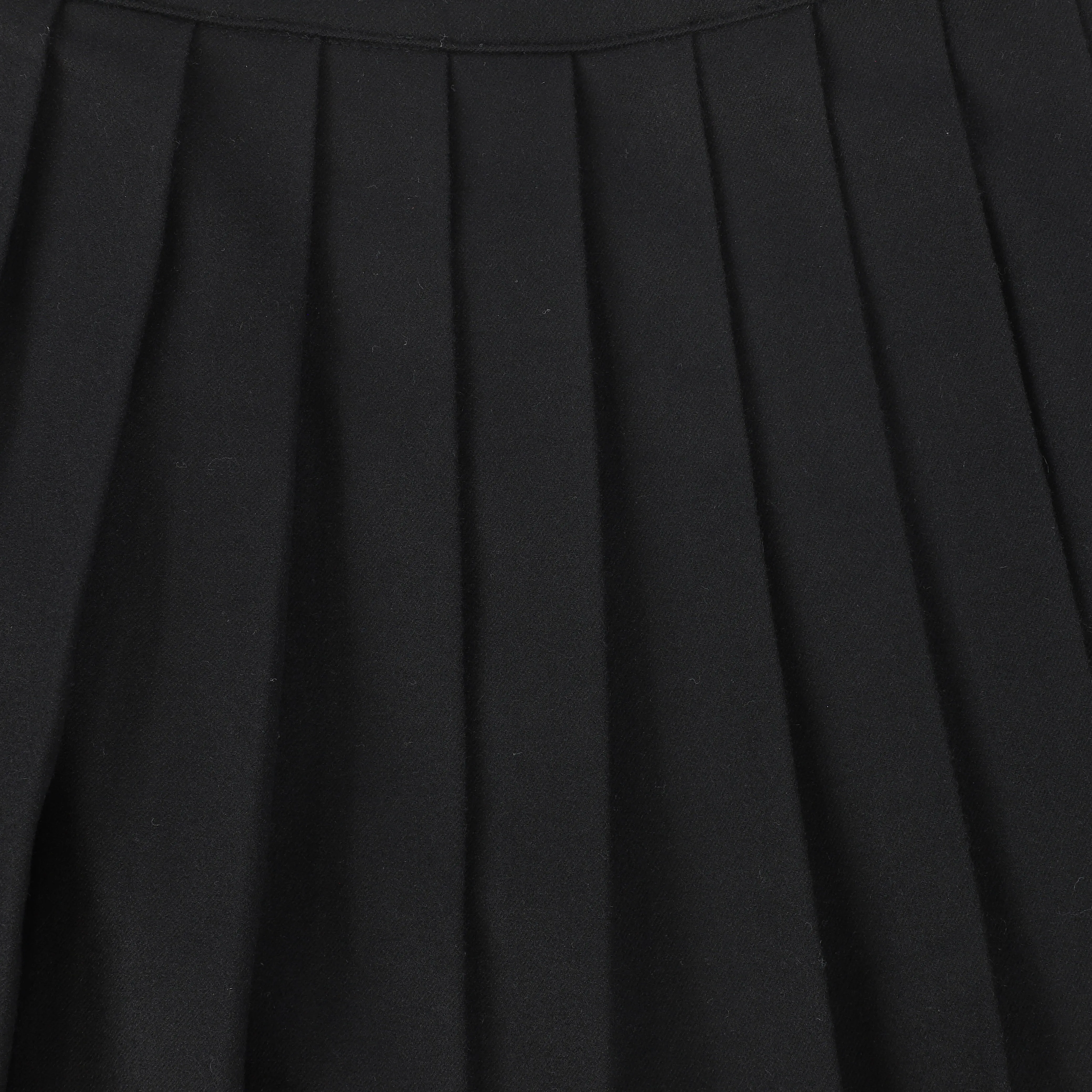 Bamboo Black Wool Pleated Skirt And Jacket Set [FINAL SALE]