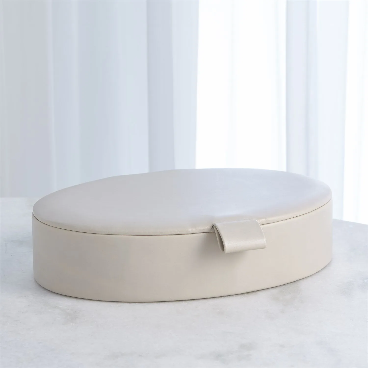 Barbara Barry Signature Oval Leather Box - Mist