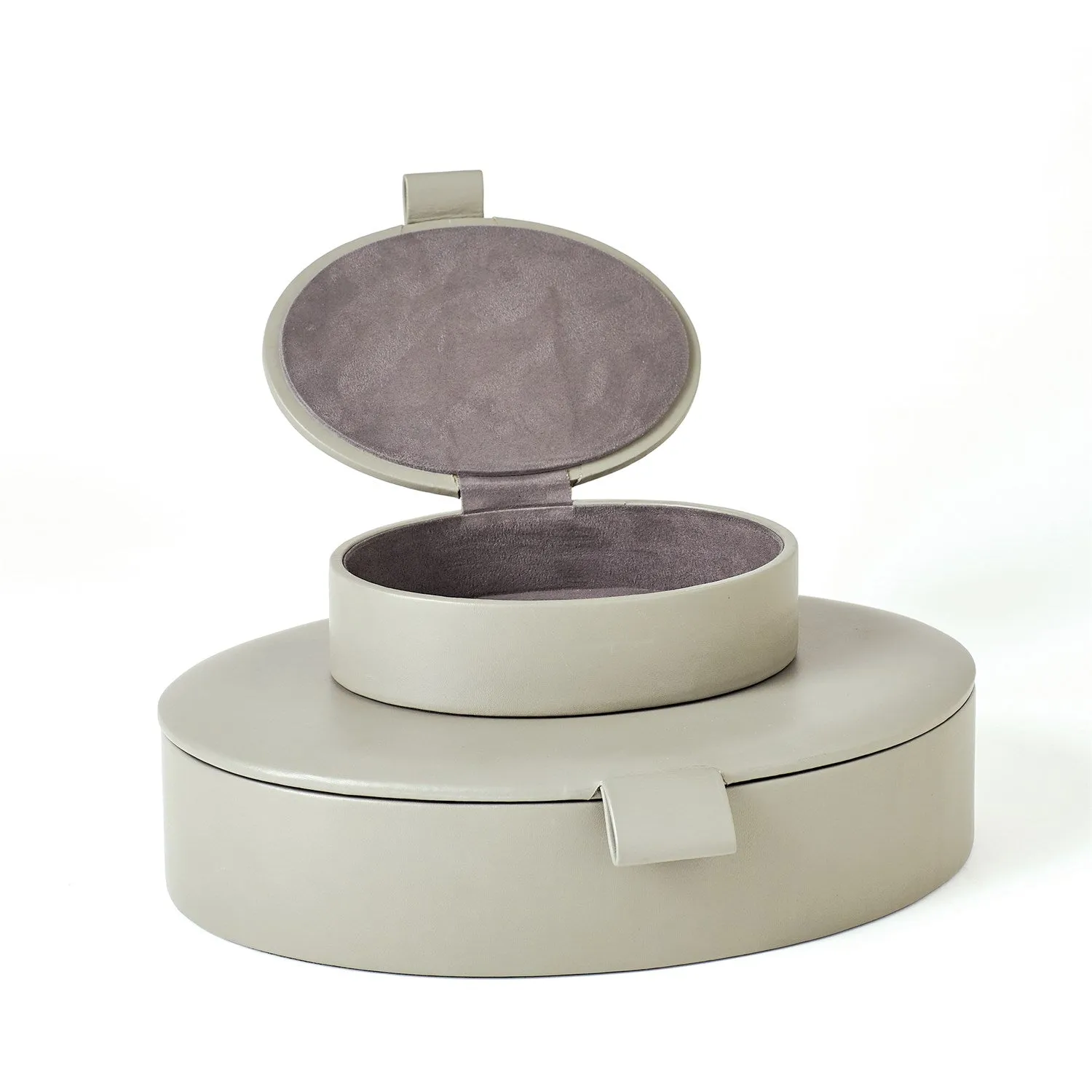 Barbara Barry Signature Oval Leather Box - Mist