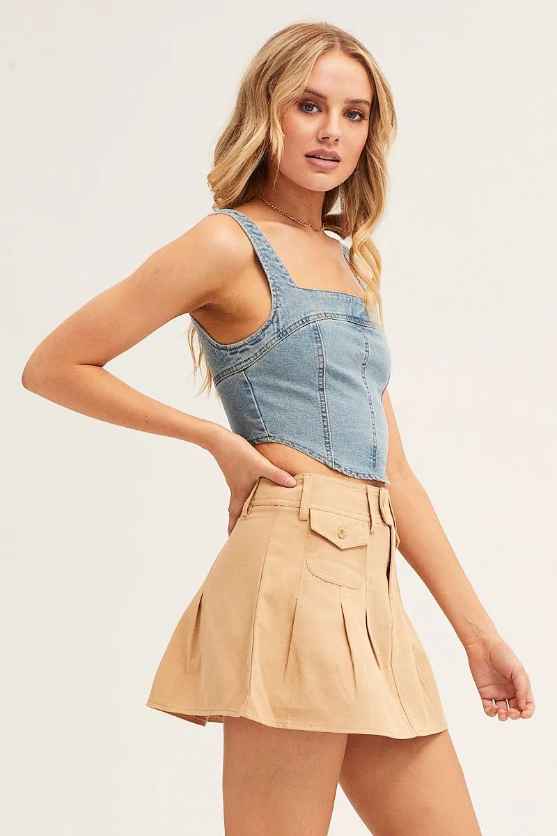 Beige Pleated Tennis Skirt