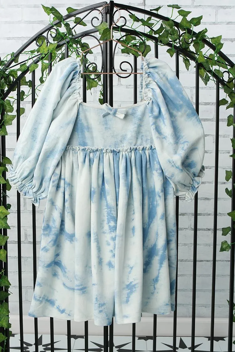 Blue Tie Dye Babydoll Dress