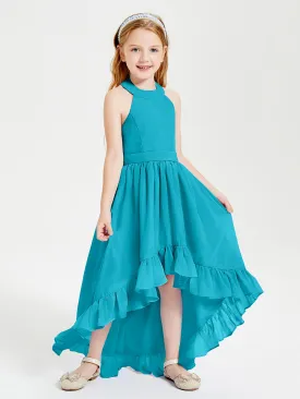 Boho Junior Bridesmaid Dresses Asymmetrical Cascading Skirt Jade