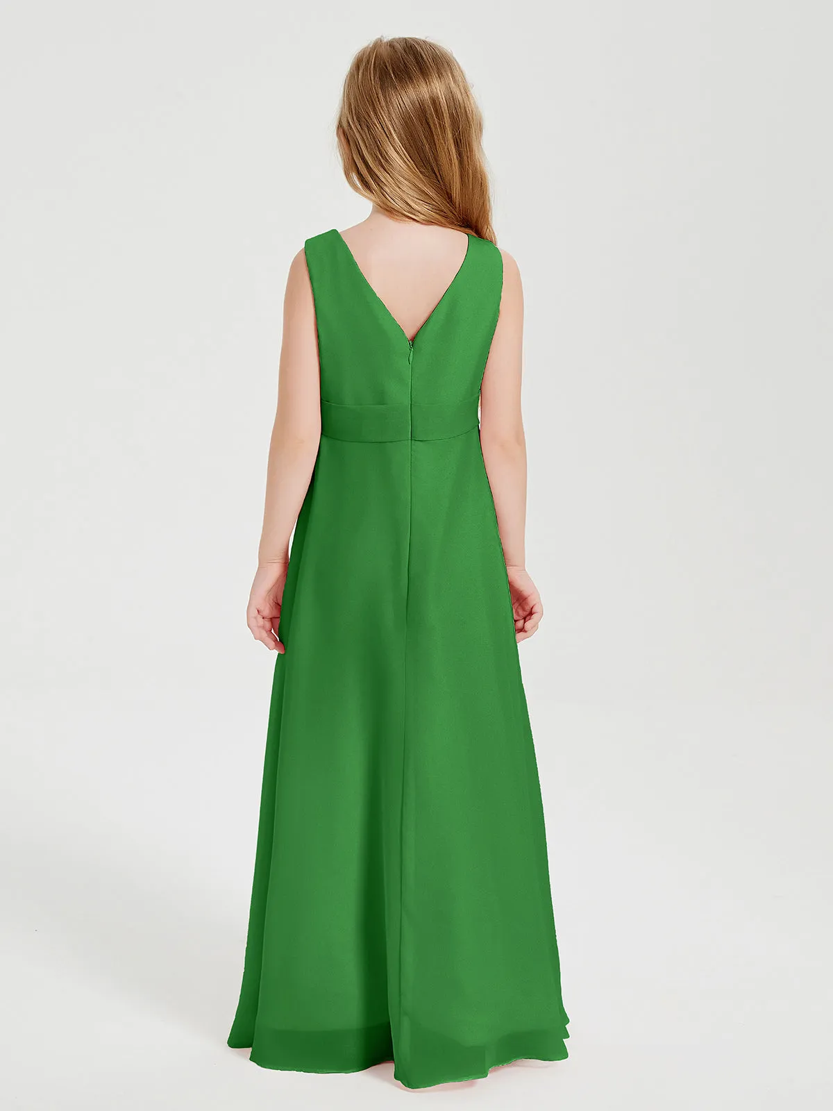 Boho Long Chiffon Bridesmaid Dresses Cascading Skirt Green