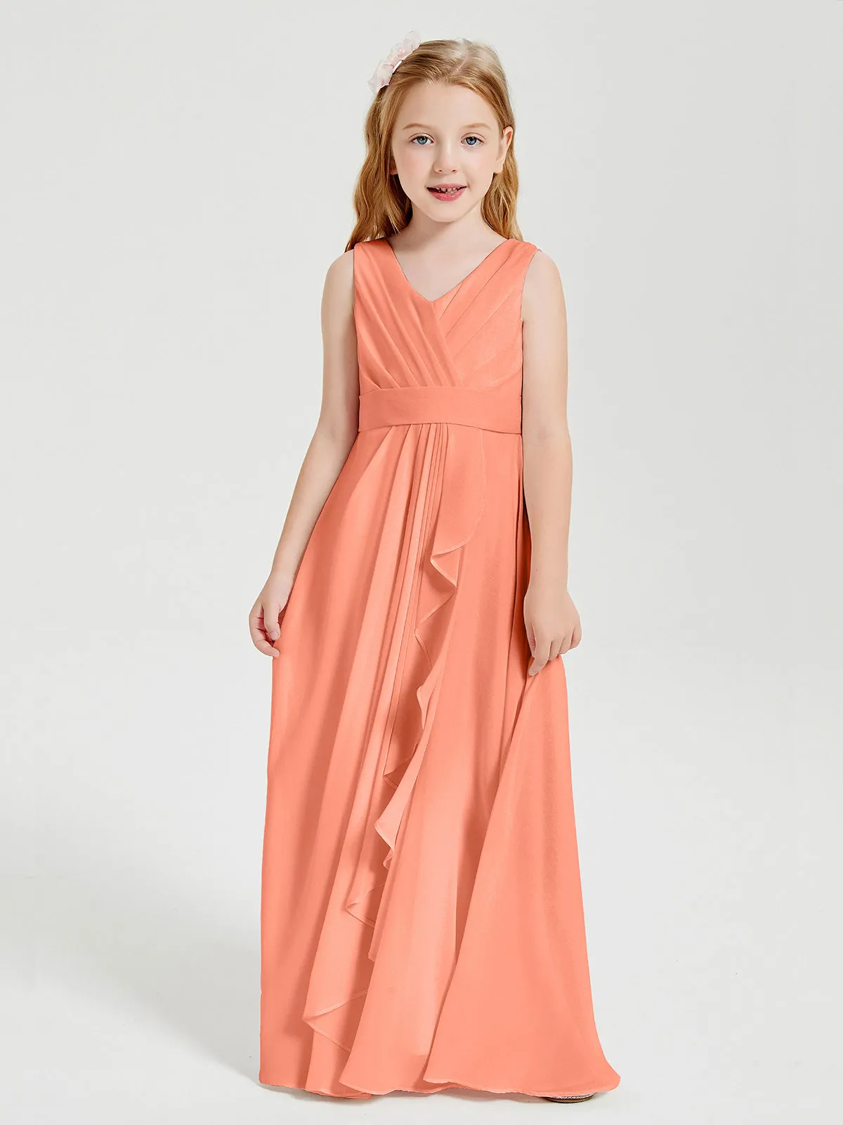 Boho Long Chiffon Bridesmaid Dresses Cascading Skirt Sunset