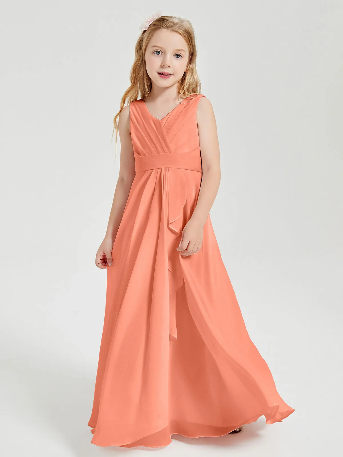 Boho Long Chiffon Bridesmaid Dresses Cascading Skirt Sunset