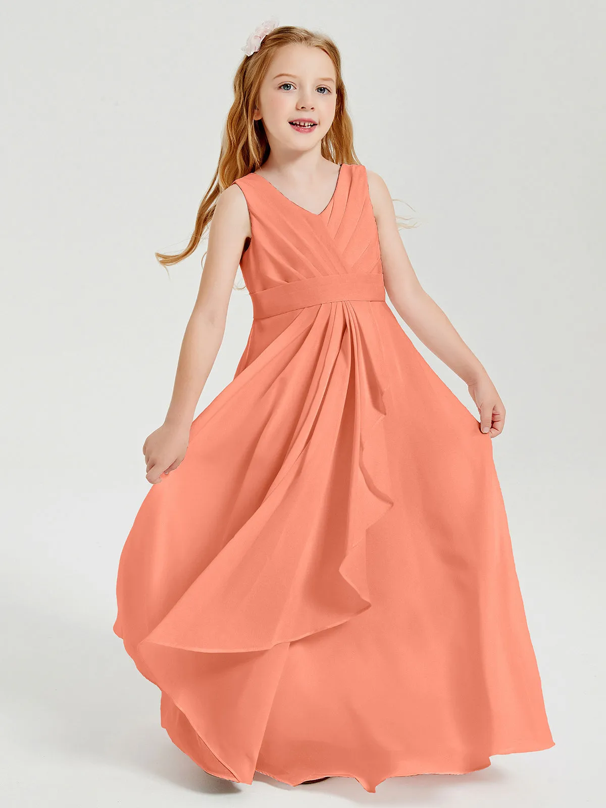 Boho Long Chiffon Bridesmaid Dresses Cascading Skirt Sunset