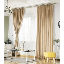 Brittany Velvet Plain Curtains - Ivory / Beige