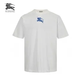 Burberry White T-Shirt with Blue Equestrian Knight Logo