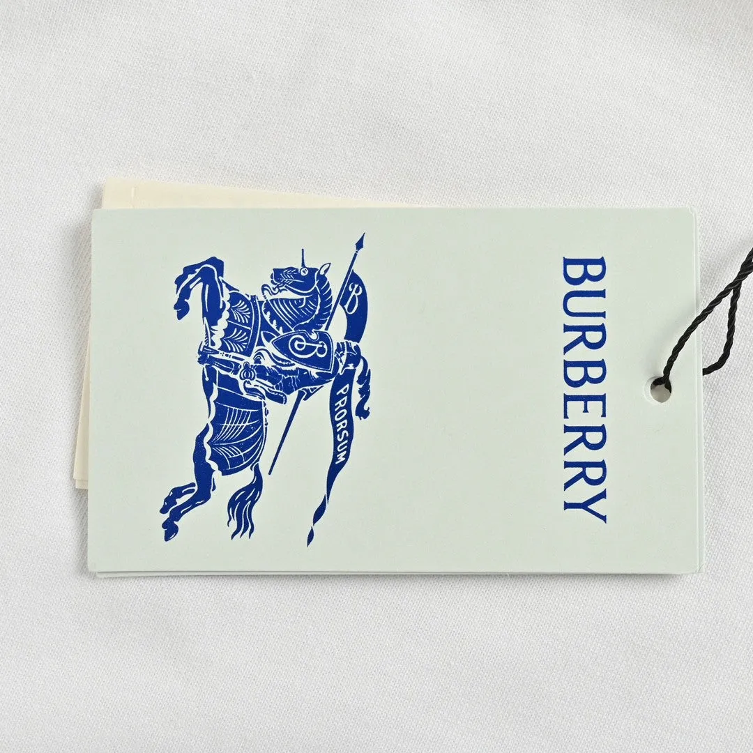 Burberry White T-Shirt with Blue Equestrian Knight Logo