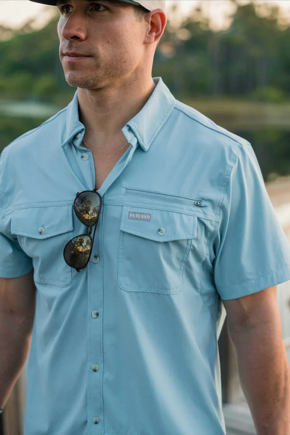 Burlebo Performance Fishing Shirt in Dusty Blue