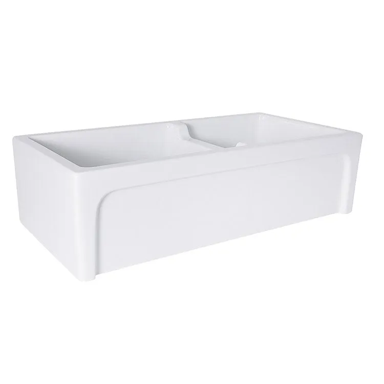 Cape 35.5" 60/40 Double Bowl Farmhouse Fireclay Kitchen Sink