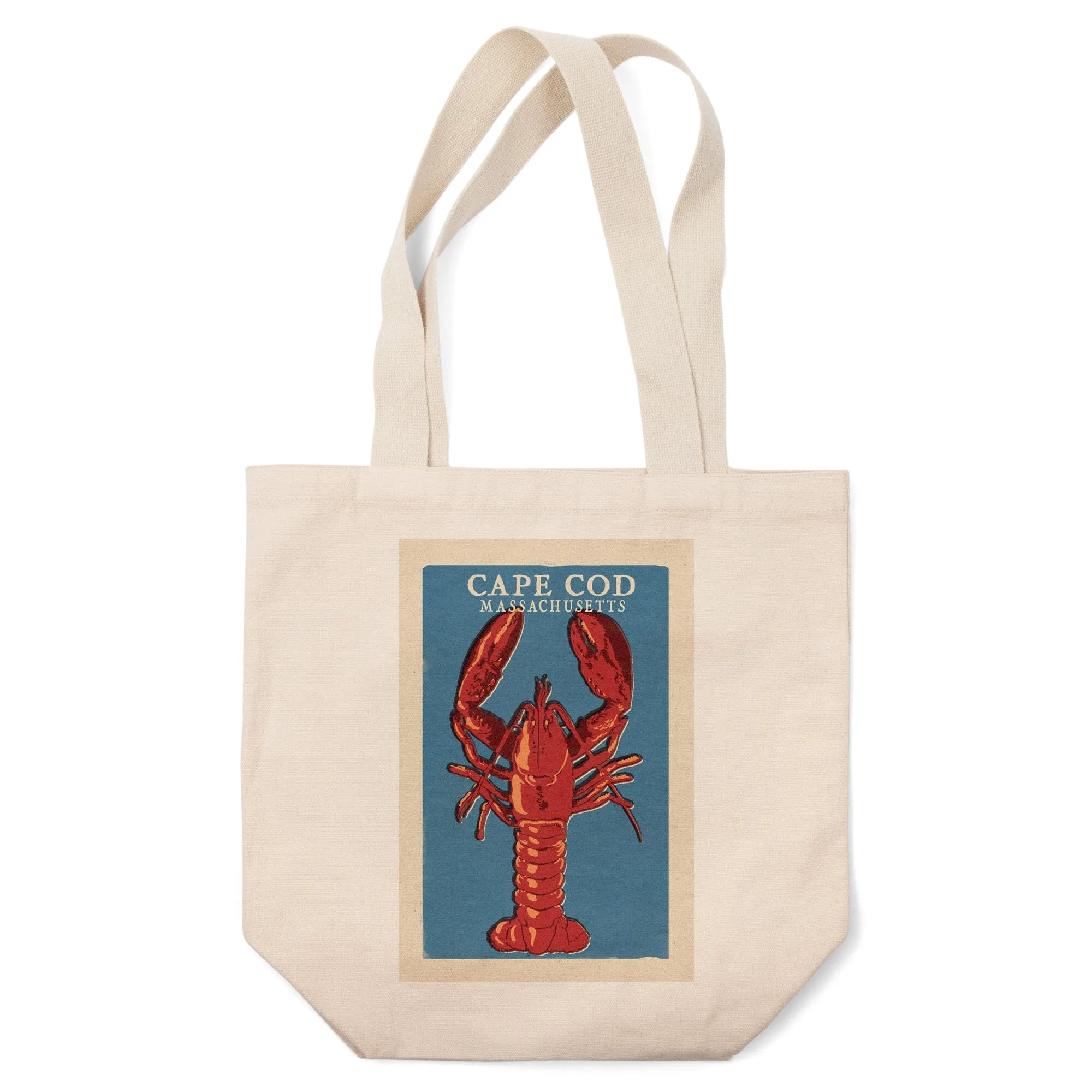 Cape Cod, Massachusetts, Lobster Woodblock, Lantern Press Artwork, Tote Bag