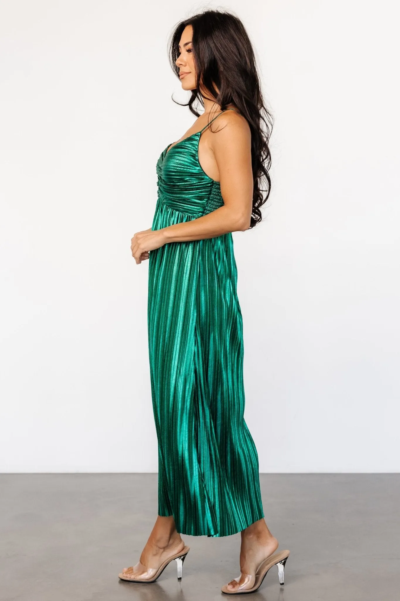 Cecilia Pleated Dress | Emerald