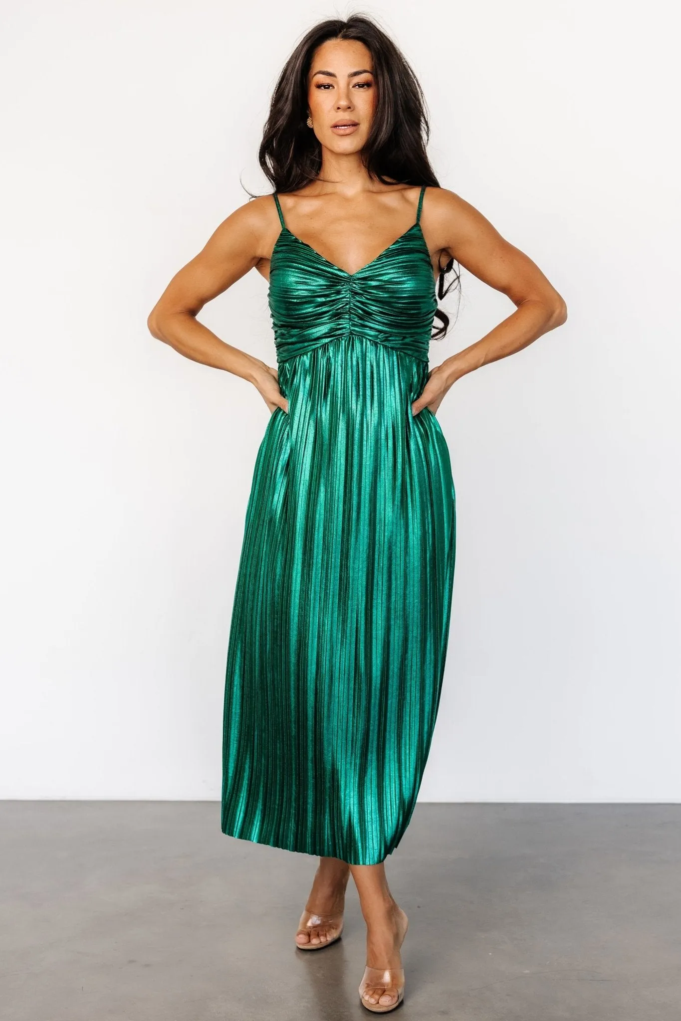 Cecilia Pleated Dress | Emerald