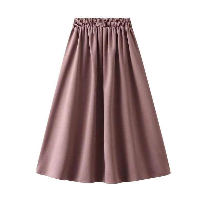 Chic Korean High Waist Pleated Midi Skirt: Effortless Office to After-Hours Style