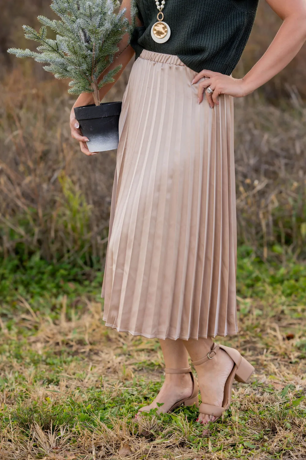 Chic Pleated Midi Skirt