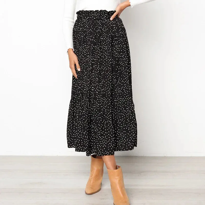 Chiffon Print High Waist Pleated Maxi Skirt