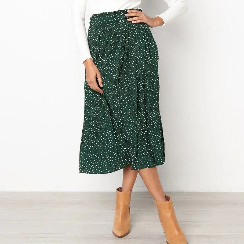 Chiffon Print High Waist Pleated Maxi Skirt