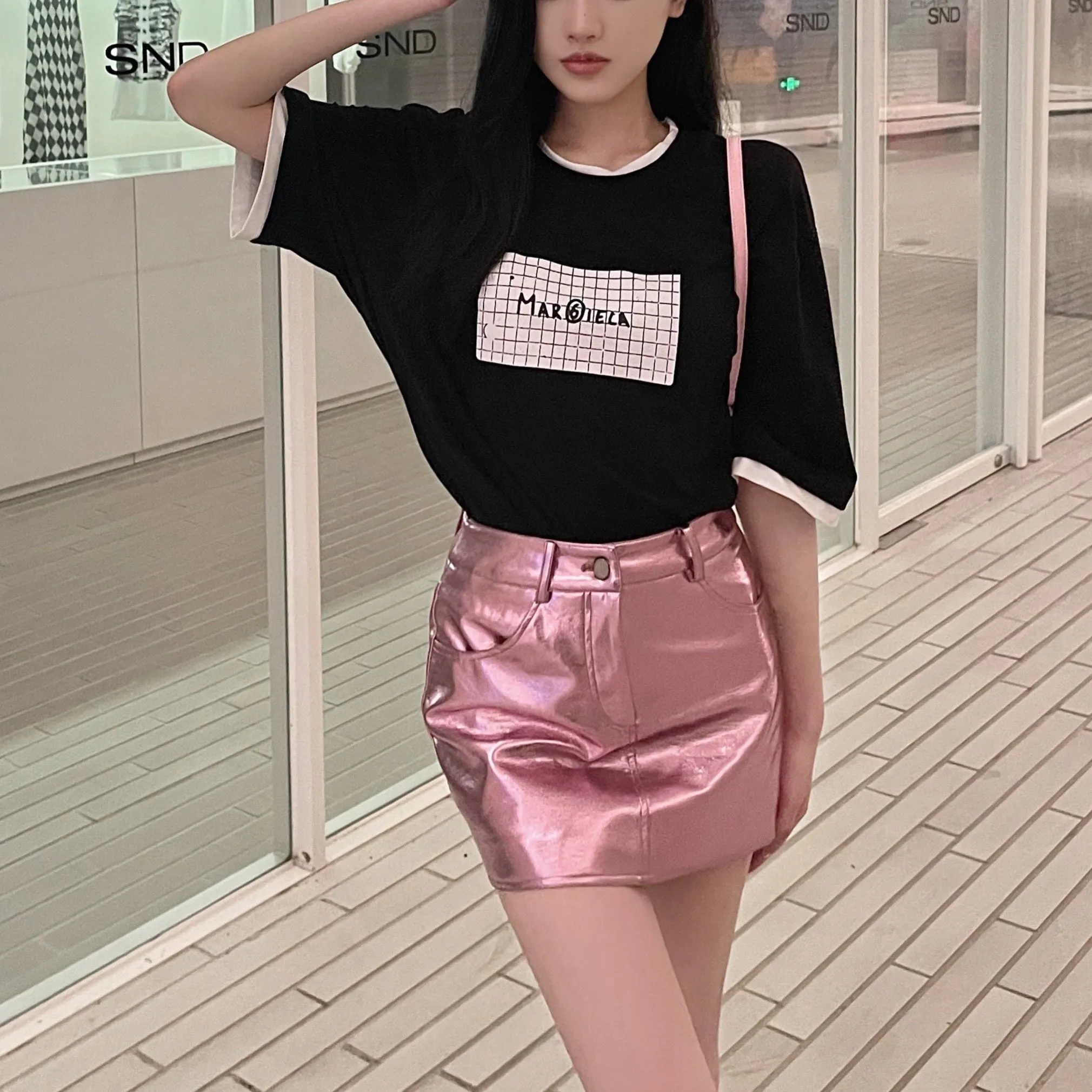 Corine Metallic Mini Skirts - Silver or Pink