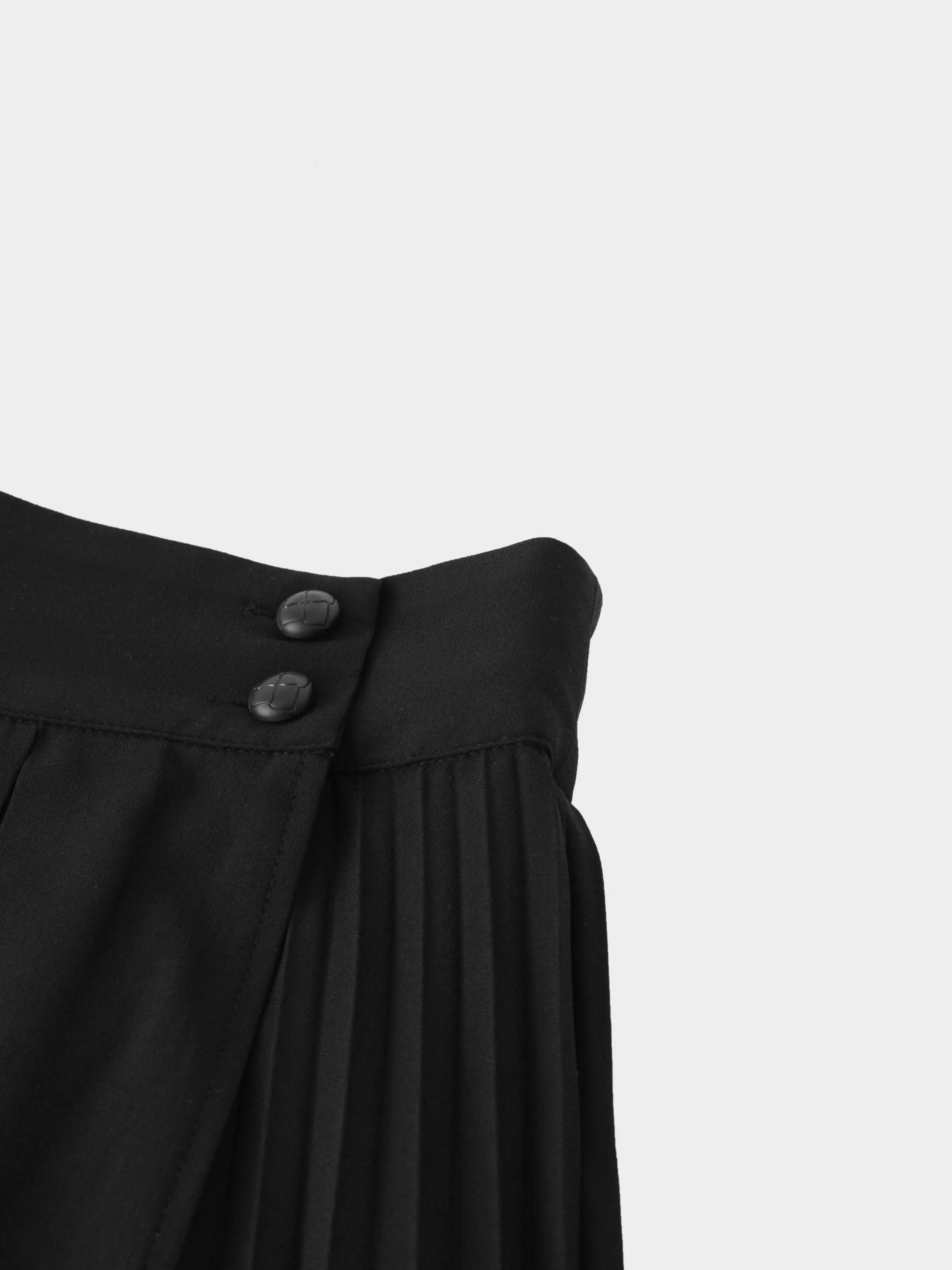 Crossover Mix Pleat Skirt-Black