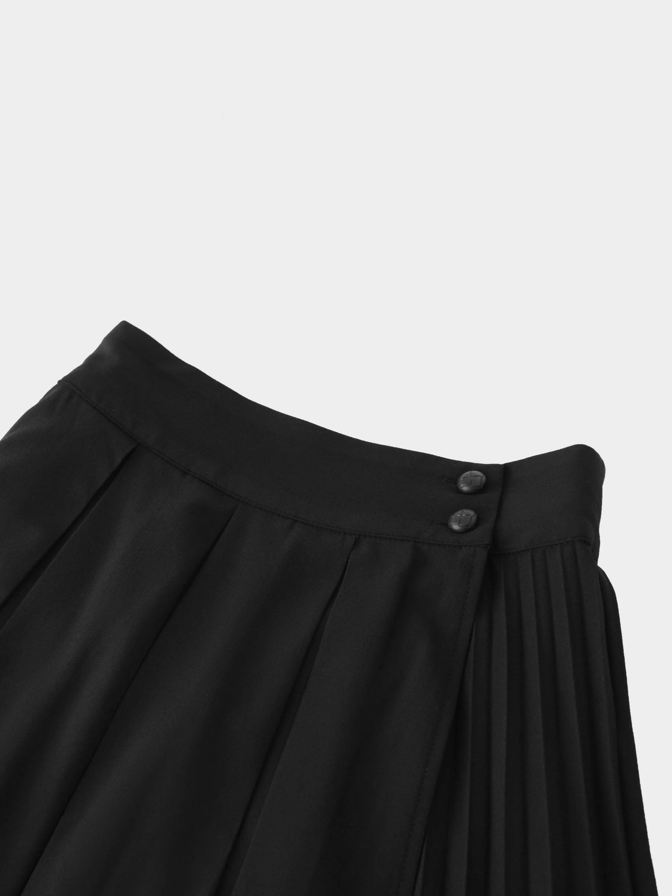 Crossover Mix Pleat Skirt-Black