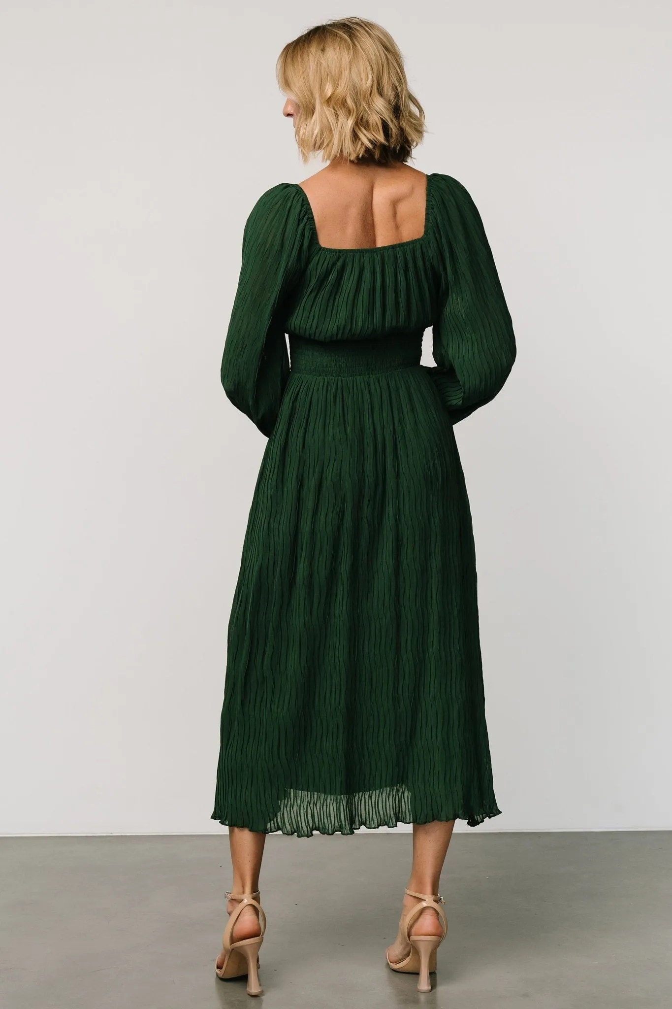 Dalton Pleated Midi Dress | Dark Green