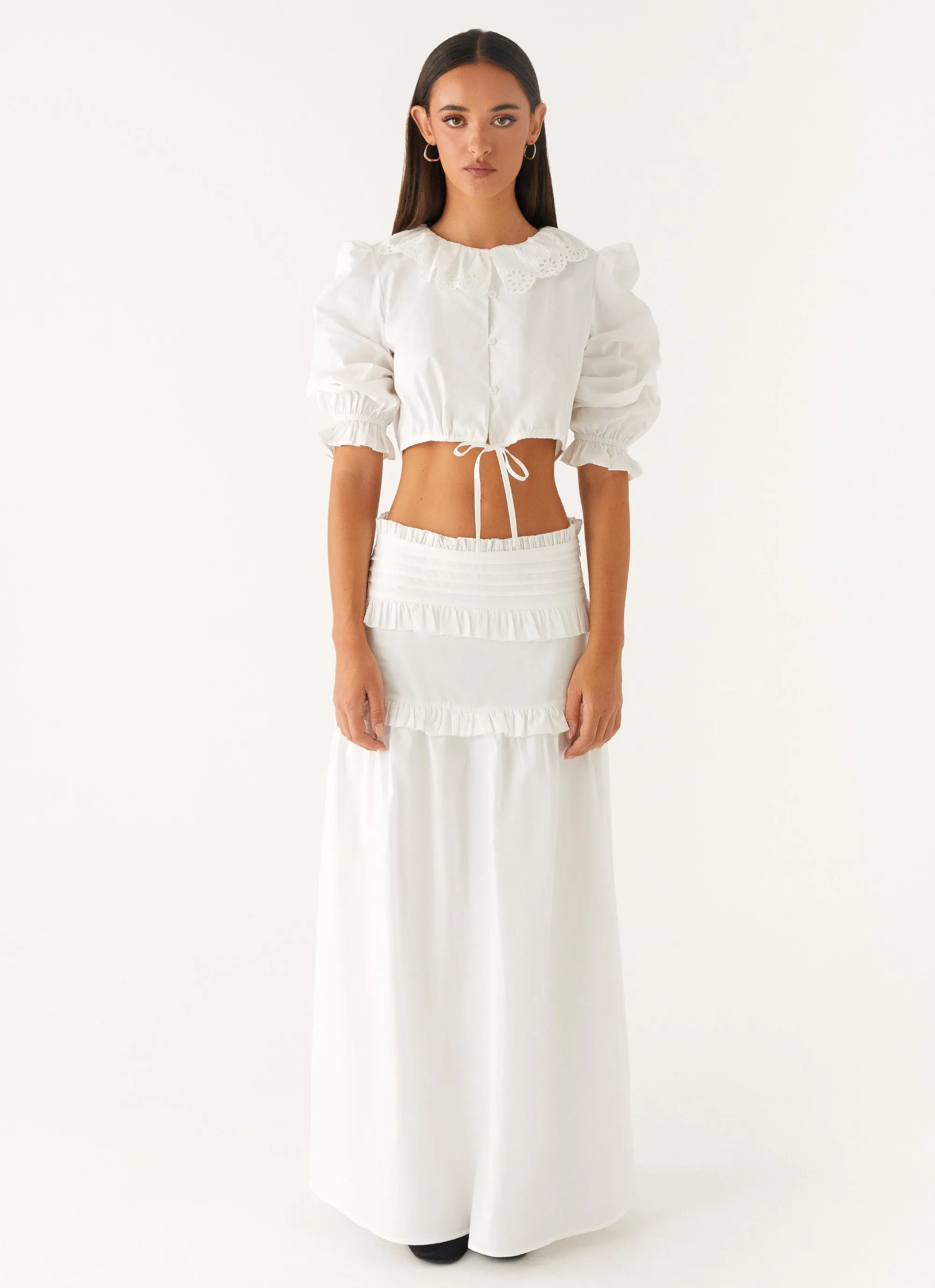 Effortless Tiered Maxi Skirt - White