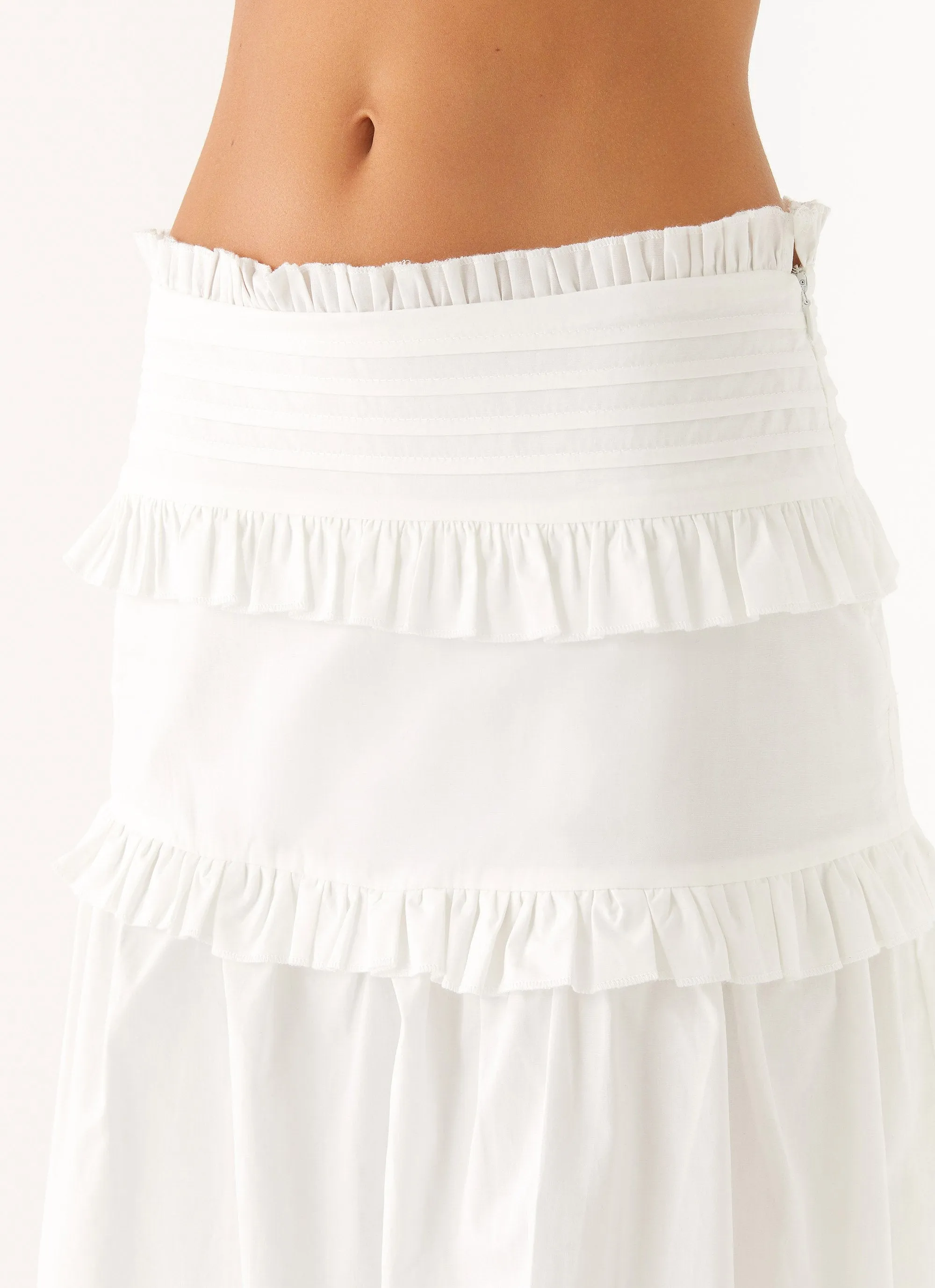 Effortless Tiered Maxi Skirt - White