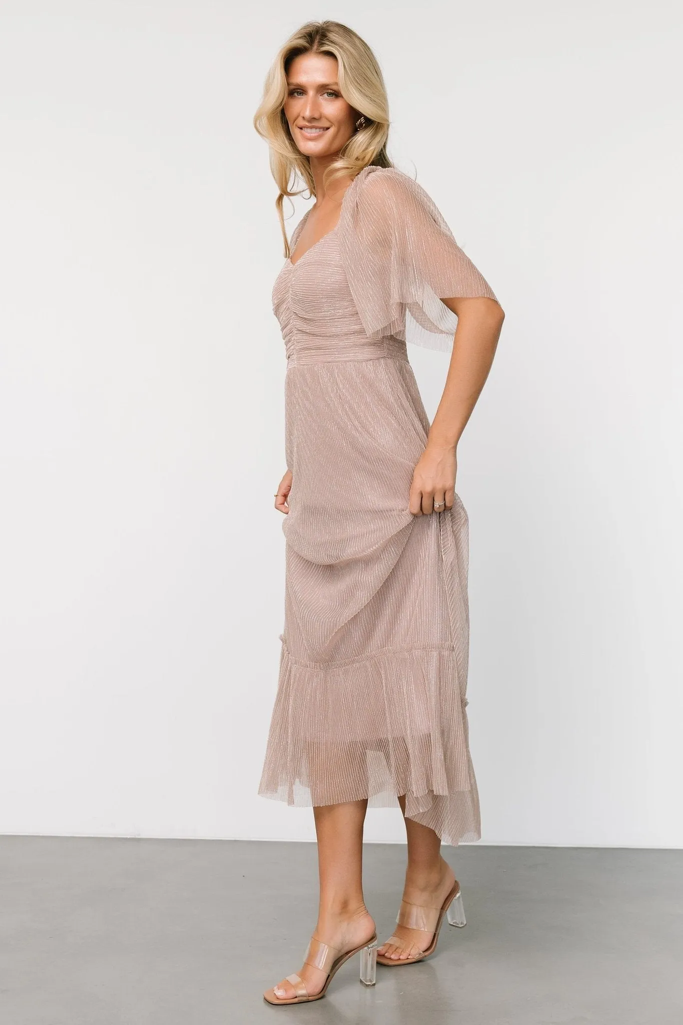 Elea Shimmer Dress | Vintage Rose