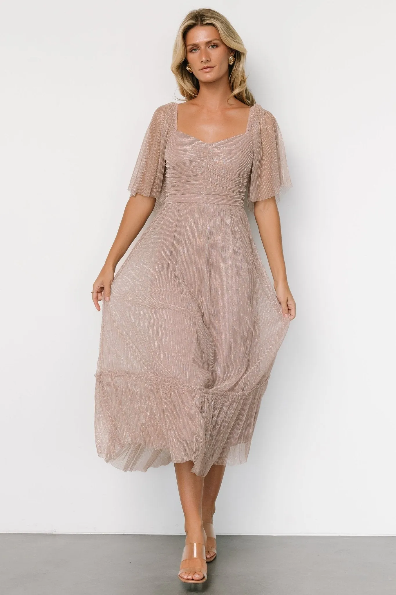 Elea Shimmer Dress | Vintage Rose